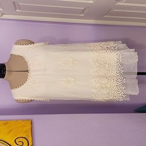 Cal Style Cream Lace & Embroidered Fully Lined Tunic, Dress, Cover-Up, Size XL